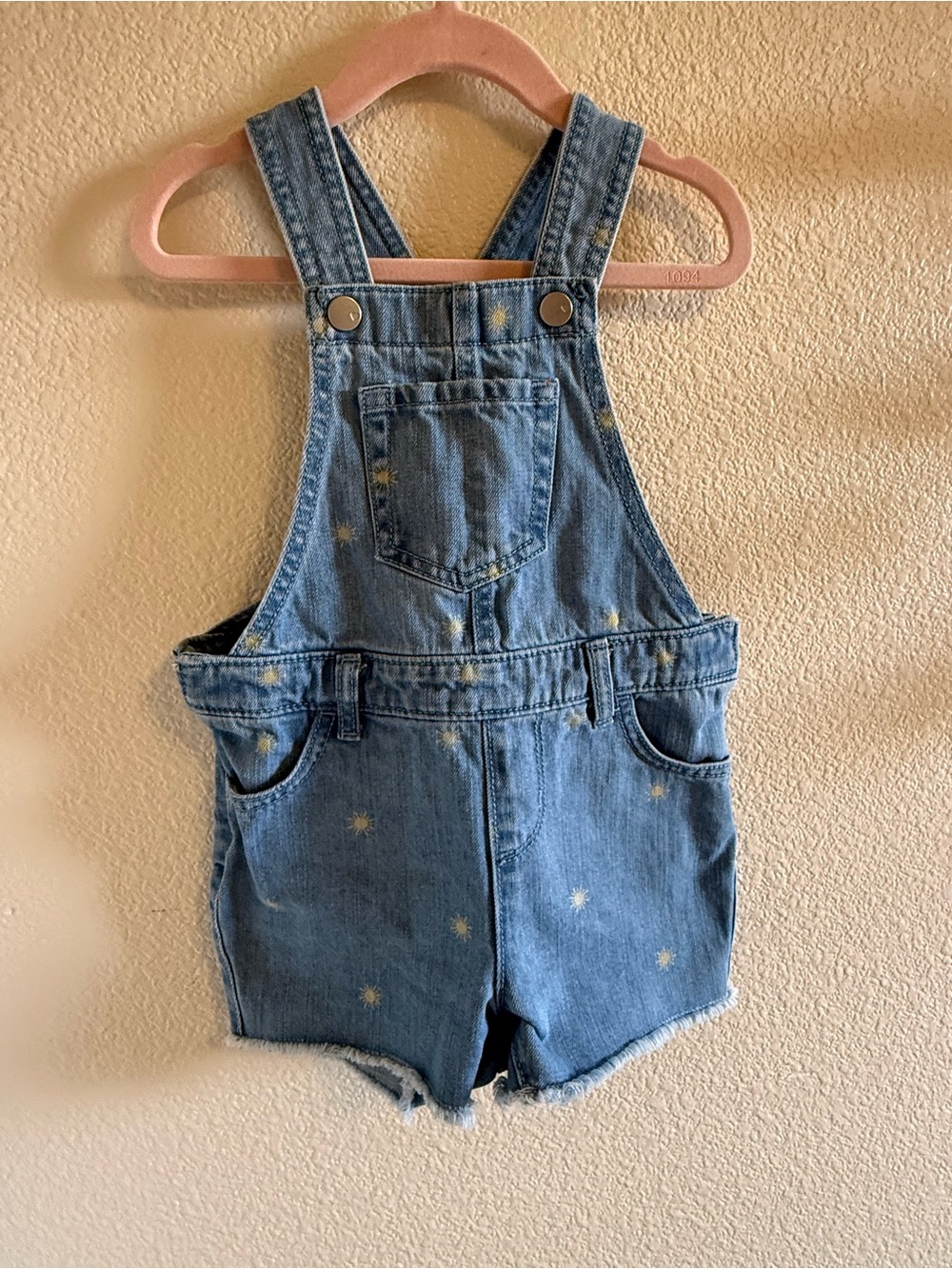 The Children's Place Light Blue Denim Star-Print Short Overalls
